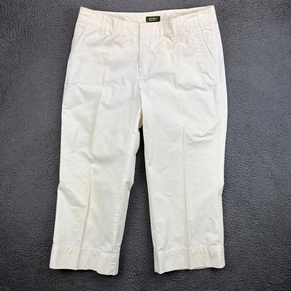 Eddie Bauer Mercer Fit Cream Cropped Pants Womens Size 10 Cotton Lycra Blend